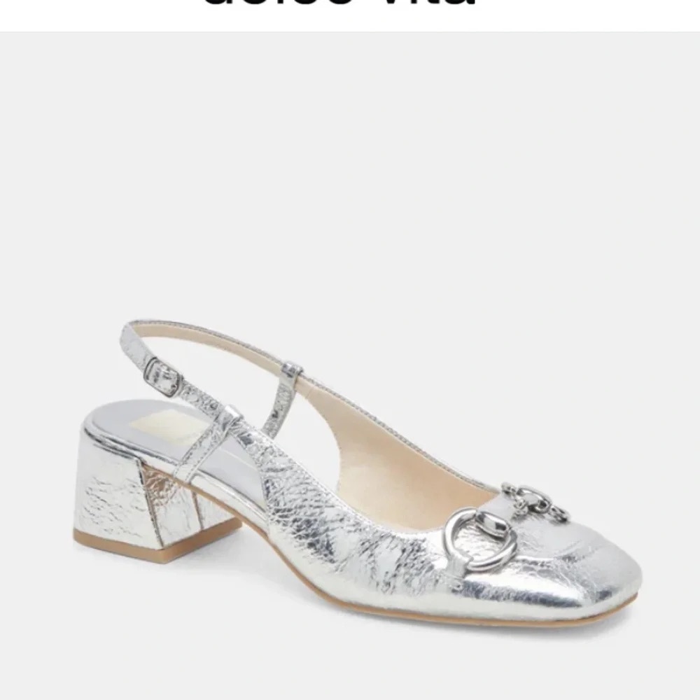 Dolce Vita Melli Slingback Heels in Metallic Silver